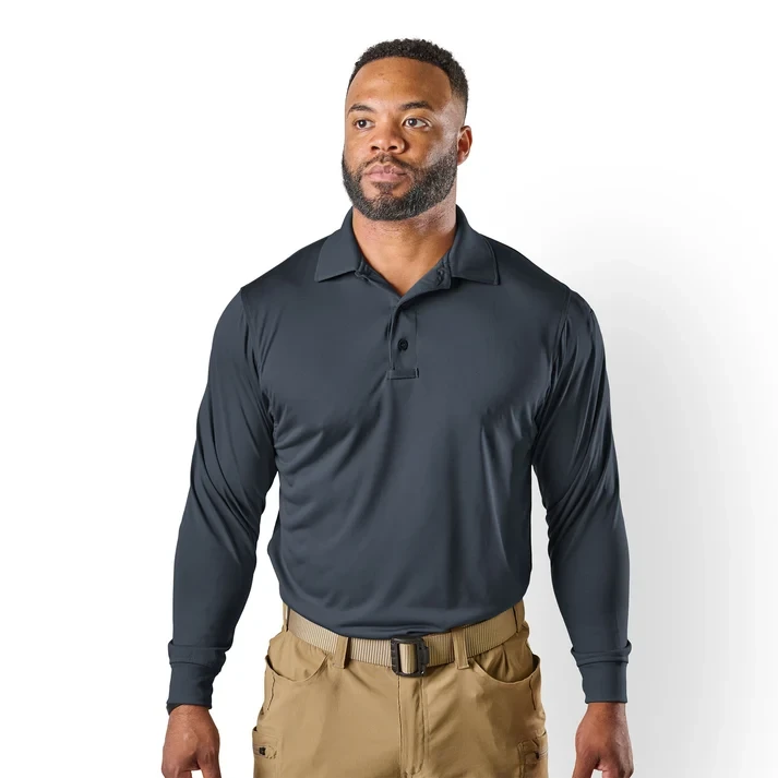 Tru-Spec Men's L/S Performance Polo, Charcoal Grey