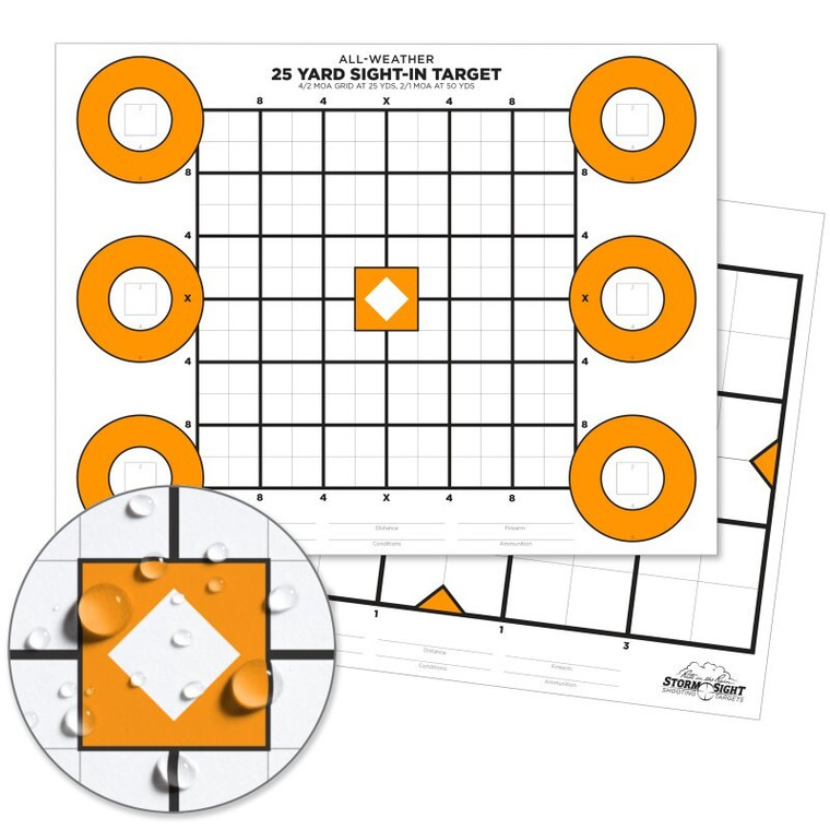 RITR 8.5 X 11 100 LB ZEROING TARGET - 25 PK WHITE/ORANGE (RITR-TG8511Z)