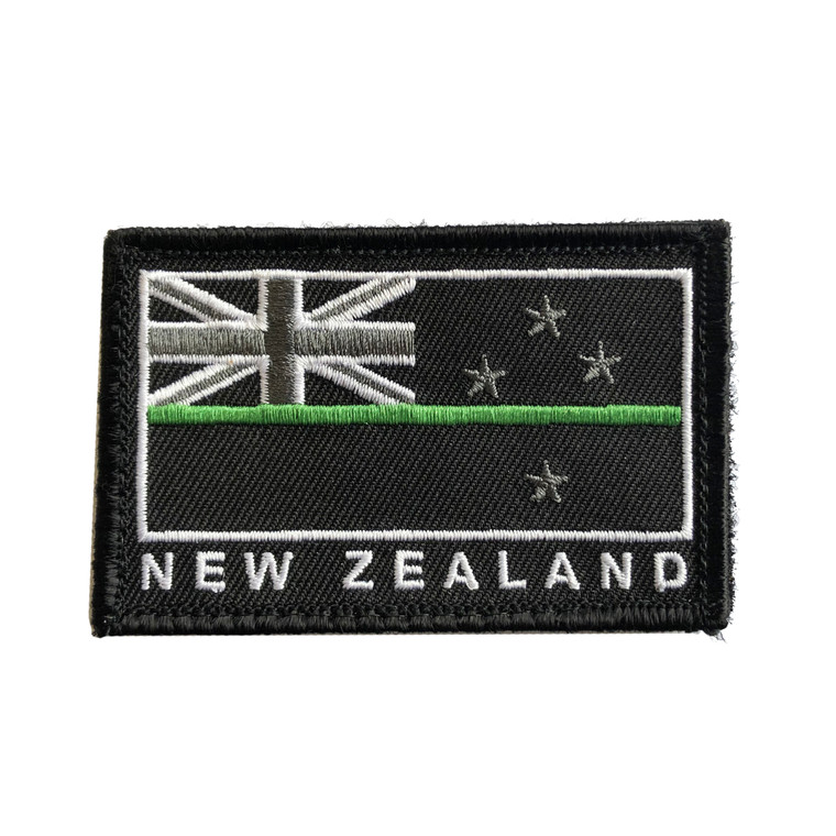 Embroidered New Zealand Flag Patch w/Velcro Green Line (JJG-NZFLAG-GREEN-LINE)