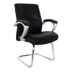 Big Guys Visitor Office Chair JOF-GVC-3503-1, black leather swivel chair with chrome armrests and base suitable for office reception or visitors. Big Guys Visitor Office Chair JOF-GVC-3503-1, black leather swivel chair with chrome armrests and base suitable for office reception or visitors.