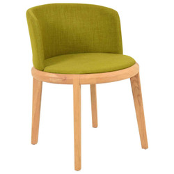 Tavern Modern Occasional Chair, green upholstered seat and backrest with a wooden frame and four angled legs. Tavern Modern Occasional Chair, green upholstered seat and backrest with a wooden frame and four angled legs.