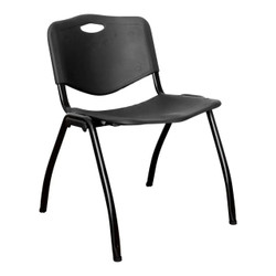 Urban Stacker Chair CEC-CCH-URB, black plastic chair with a backrest and seat, supported by a sturdy black metal frame with four curved legs. Urban Stacker Chair CEC-CCH-URB, black plastic chair with a backrest and seat, supported by a sturdy black metal frame with four curved legs.