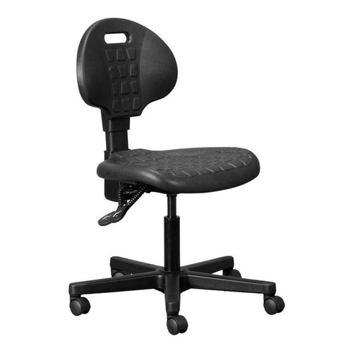 Heavy-Duty Polyurethane Typist Office Chair ROS-TCH-HDP, black office chair with adjustable height, ergonomic backrest, and caster wheels for easy mobility.