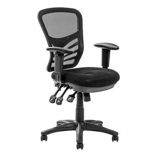 Ergonet 3 Operators Office Chair JOF-OPC-1900-1, ergonomic black office chair with adjustable armrests and a breathable mesh backrest.