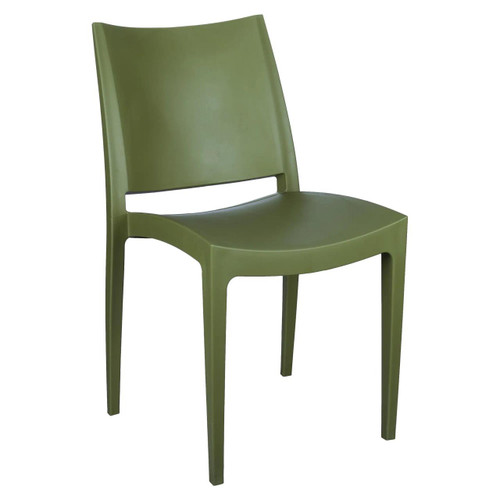 Libby Heavy Duty Restaurant Chair, solid green, durable plastic seat and backrest with a modern design for commercial dining establishments.