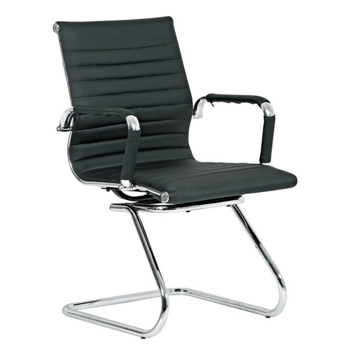 Cyprus Visitors Chair SO-CY-VS, sleek black office visitor chair with padded seat and backrest, chrome metal armrests and frame. Cyprus Visitors Chair SO-CY-VS, sleek black office visitor chair with padded seat and backrest, chrome metal armrests and frame.