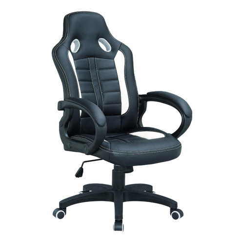 Delta Gaming Chair TOC-GCH-CH6800, ergonomic black ergonomic gaming chair with white accents and adjustable armrests.