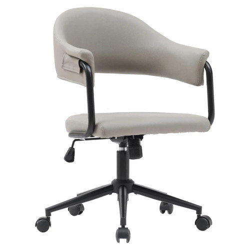The Vintage Chameleon Operator Chair TOC-OCH-CH9901, a modern office chair with a beige cushioned seat and backrest, black metal armrests, and a black adjustable base with wheels.