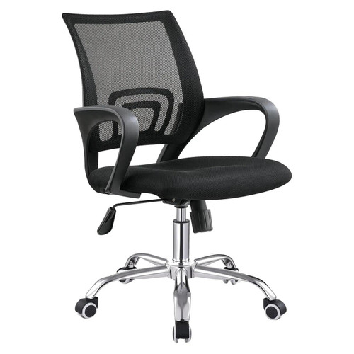 Zippy Operator Chair with Chrome Base TOC-OCH-CH6801, black office ergonomic chair featuring a chrome base, mesh backrest, and cushioned seat for comfort and support.