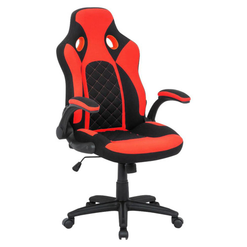 Rocket Gaming Chair TOC-GCH-CH7500, ergonomic gaming chair with black and red design, cushioned seat and backrest, adjustable armrests, and caster wheels for mobility.