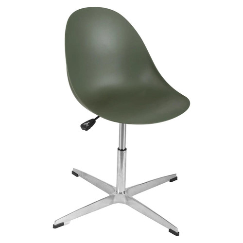 Daisy Cross Base Typist Office Chair CEC-TCH-DAI-CBS, ergonomic office chair with a green molded plastic seat and backrest, a metal cross base with adjustable height, and a modern design suitable for workplace or home office use.