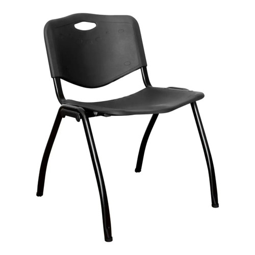Urban Stacker Chair CEC-CCH-URB, black plastic chair with a backrest and seat, supported by a sturdy black metal frame with four curved legs. Urban Stacker Chair CEC-CCH-URB, black plastic chair with a backrest and seat, supported by a sturdy black metal frame with four curved legs.