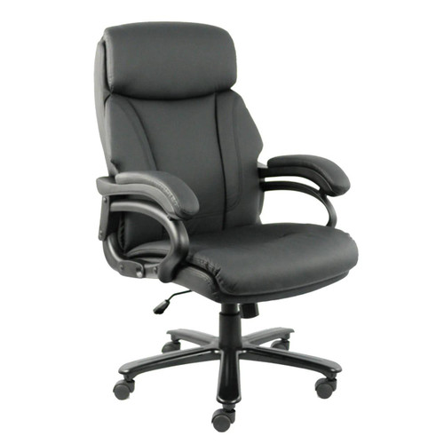 Big Boss Heavy Duty Office Chair, black leather ergonomic office chair with adjustable height, padded armrests, and five caster wheels for mobility. Big Boss Heavy Duty Office Chair, black leather ergonomic office chair with adjustable height, padded armrests, and five caster wheels for mobility.