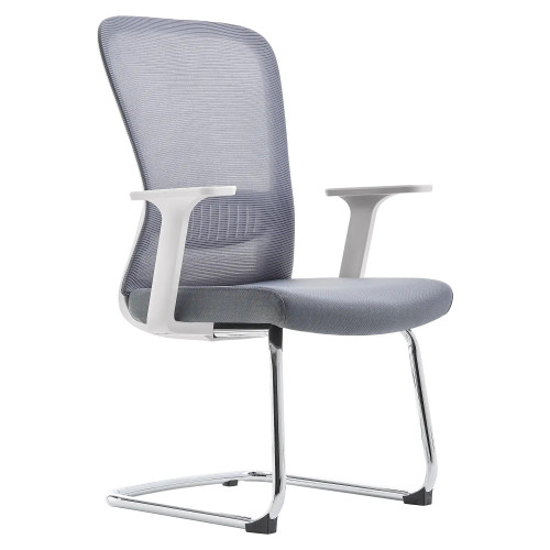 C4004B Grey Mesh with White Chrome Frame Visitor Office Chair