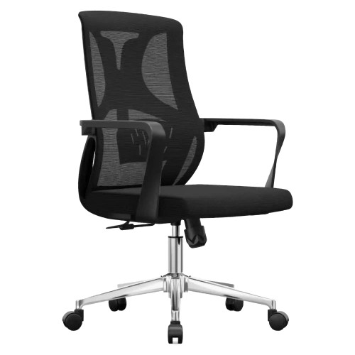 C4014 Black Mesh with Chrome Frame Medium-Back Office Chair