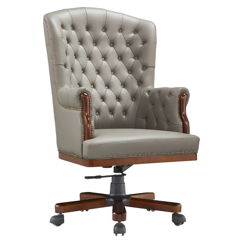 DB009 Mahogany Genuine Leather with Wooden Frame Executive High-Back Office Chair