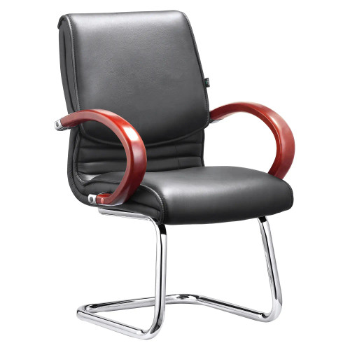 DB016 Mahogany Genuine Leather with Chrome Frame Executive Visitor Office Chair