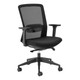 Aila Ergo Therapy Medium-Back Office Chair PCL-MMB-AMP, ergonomic office chair with a black fabric seat, adjustable armrests, a mesh backrest, and a sturdy five-wheel base.