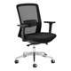 Aila Ergo Therapy Chrome Medium-Back Office Chair PCL-MMB-AMC, ergonomic office chair with a contoured medium-back design, black fabric upholstery, adjustable armrests, a chrome base with casters for mobility, and a breathable mesh back for comfort.