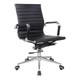 Eames Medium-Back Office Chair, a sleek black leather office chair with chrome accents and adjustable features.