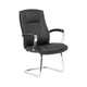 Chantie Visitor Office Chair PCL-GVC-CVC, black leather cushioned executive office chair with chrome armrests and a sled base.