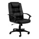Concorde Operators Office Chair CEC-OCH-CON, black leather swivel office chair with adjustable height, cushioned backrest, armrests, and five-wheel base for comfort and mobility.