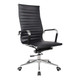 Classic Eames Genuine Leather High-Back Office Chair, black leather-upholstered high-back ergonomic office chair with chrome accents and adjustable height, suitable for professional workspace.