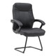 Stud Visitor Office Chair JOF-GVC-9703, black leather ergonomic office chair with padded seat and backrest, armrests, and sled base for comfortable seating in office environments.