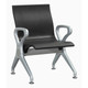 One Seater Polyurethane Airport Seating Bench JOF-PBS-PPS-1-1, modern black polyurethane seat with durable silver metal armrests and legs, designed for airport lounges and waiting areas.