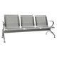 Three Seater Heavy Duty Steel Airport Bench, modern silver-colored airport seating with perforated steel seats and curved armrests, designed for high durability and comfort in public spaces.