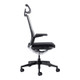 Evolv Mesh High-Back Office Chair with Headrest, ergonomic design with adjustable headrest, black mesh backrest, padded seat, and caster wheels for mobility.