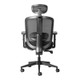ErgoCurve Mesh High-Back Office Chair with Headrest, ergonomic mesh office chair with adjustable headrest, lumbar support, armrests, and five-wheel base for efficient seating.
