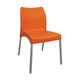 Star Side Restaurant Chair, orange cushioned seat and backrest with metal legs.
