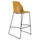 Aspen Bar Chair, CEC-HBC-ABC-225, yellow wooden seat and backrest with a black metal frame and legs.
