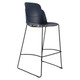 Aspen Bar Chair, CEC-HBC-ABC-225, modern black bar stool with a curved, cushioned seat and backrest, supported by sleek metal hairpin legs with footrest for bar or counter seating.