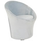 Velvet Throne Occasional Chair, luxurious white velvet upholstered chair with a smooth, rounded back and sleek modern design.