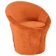 Velvet Throne Occasional Chair, orange plush upholstered accent chair with a rounded back and cushioned seat.