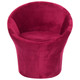 Velvet Throne Occasional Chair RAC-1161441-1, luxurious deep pink velvet upholstered chair with a rounded, modern design.
