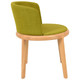 Tavern Modern Occasional Chair, olive green upholstered chair with wooden round frame and angled wooden legs.