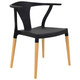 Orbit Style Café Restaurant Chair RAC-1268232-1, modern black chair with wooden legs and a curved backrest for stylish seating in cafes or restaurants.
