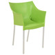 Modern Café Chair RAC-1190335-1, vibrant green plastic modern cafe chair with curved armrests and sleek design on white metal legs.