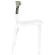 Culture Café Chair RAC-1190601-1, transparent plastic chair with a curved backrest and slender white legs, modern and stylish design.