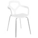 Replica Trace Café Chair RAC-1191776-1, modern white café chair with a unique geometric backrest design and chrome metal legs.