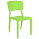 Poly Stack Café Chair RAC-1192384-1, vibrant lime green plastic chair with a modern design, featuring a curved backrest and four sturdy legs.