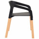 Polygon Restaurant Armchair RAC-1192445-1, modern black and wooden chair with sleek armrest design and wooden legs.