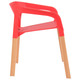 Polygon Restaurant Armchair RAC-1192445-1, red plastic and wooden chair with a modern design for restaurants and casual dining.