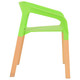 Polygon Restaurant Armchair RAC-1192445-1, modern green plastic armchair with wooden legs.