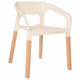 Polygon Restaurant Armchair RAC-1192445-1, modern dining chair with white plastic seat and wooden legs.