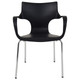 Replica HAL Café Armchair RAC-1192629-1, modern black plastic armchair with curved armrests and a sleek design, supported by chrome metal legs.