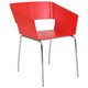 Square Café Chair RAC-1192902-1, modern red chair with a chair back with a rectangular cutout, supported by silver metal legs.